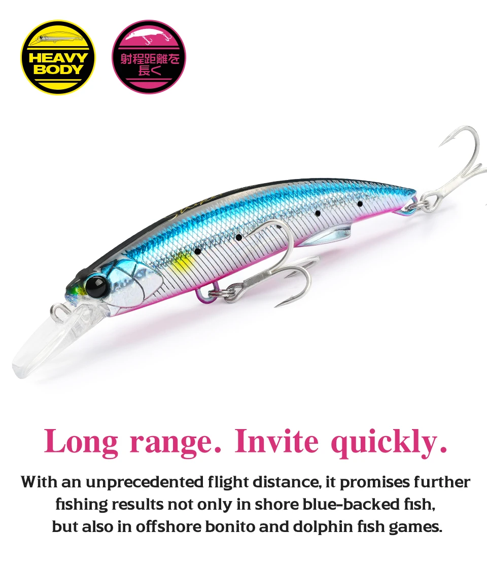 TSURINOYA 90S Heavy Minnow Sinking Angelköder 3,54 Zoll 37 g STRIKER Long Casting Hochfester harter Köder Meeresangeln Thunfischmodell – Detail 12