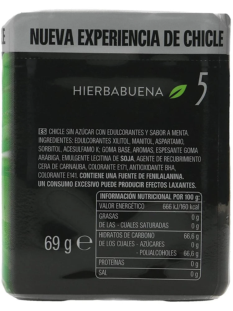 Wrigley\'s Five Electro sugar-free chicle pot peppermint flavor in gragea/Cube format (6 pack X 30 cubes)