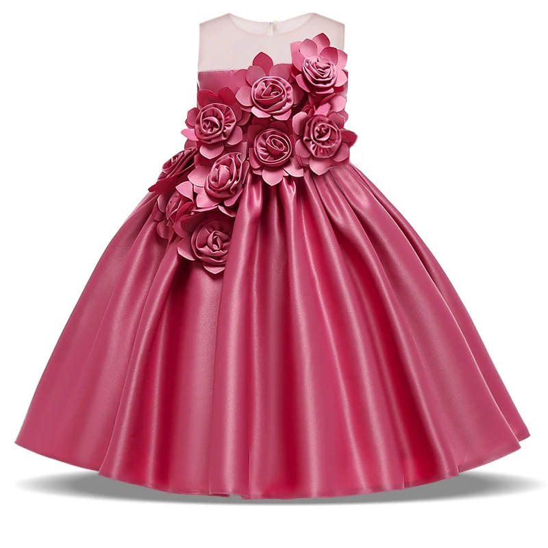 Elegant Flower Girl Party Dress Christmas Costume Bow Wedding Kids Dresses For Girl Evening Briidemaid Prom Gown Vestido 8 10Yrs