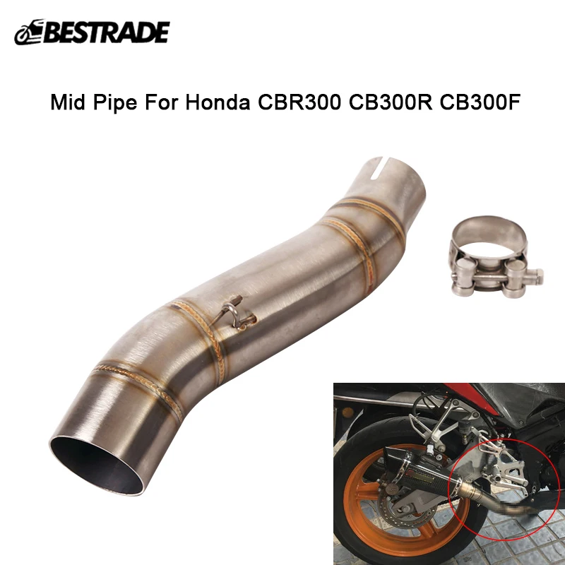 Mid Pipe For Honda CBR300 CB300R CB300F Motorcycle Exhaust Middle Link Pipe Slip Connection Escape 51mm Muffler Stainless Steel