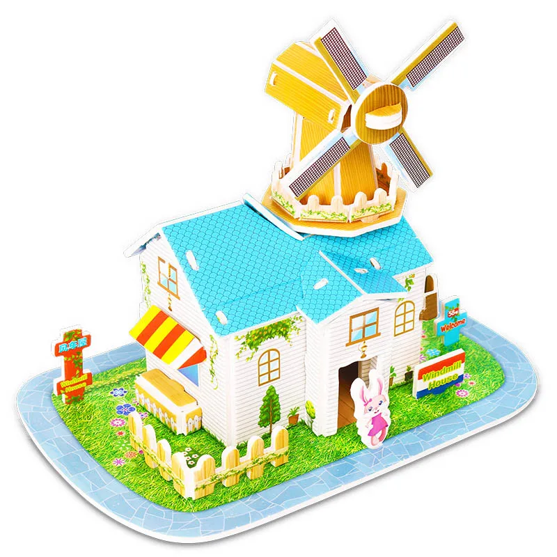 

Cartoon Cardboard Jigsaw Puzzle 3D Paper Model Building Kits diy House 3D Puzzle Toys for Kids Games Educational Toys Gifts