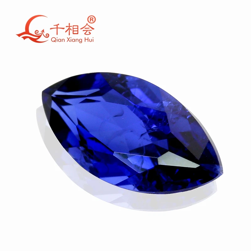 marquise shape artificial sapphire Royal blue Cornflower blue color natural cut including minor cracks inclusions loose gemstone