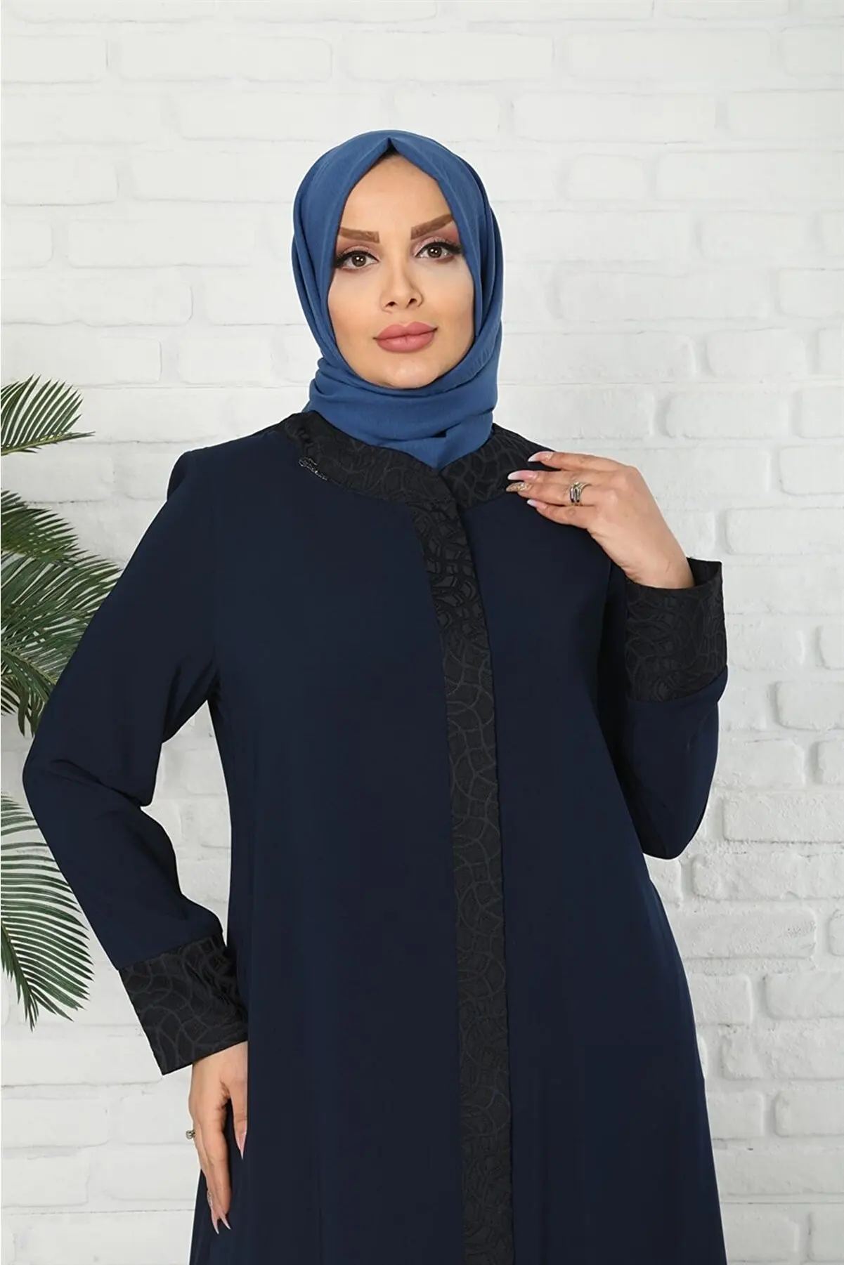 Tuğralı Medine Ipeği Siyah Desenli Ferace TRYF1001 large big size women long sleeve Mevlana Ferace Siyah MVLN abaya mont summer