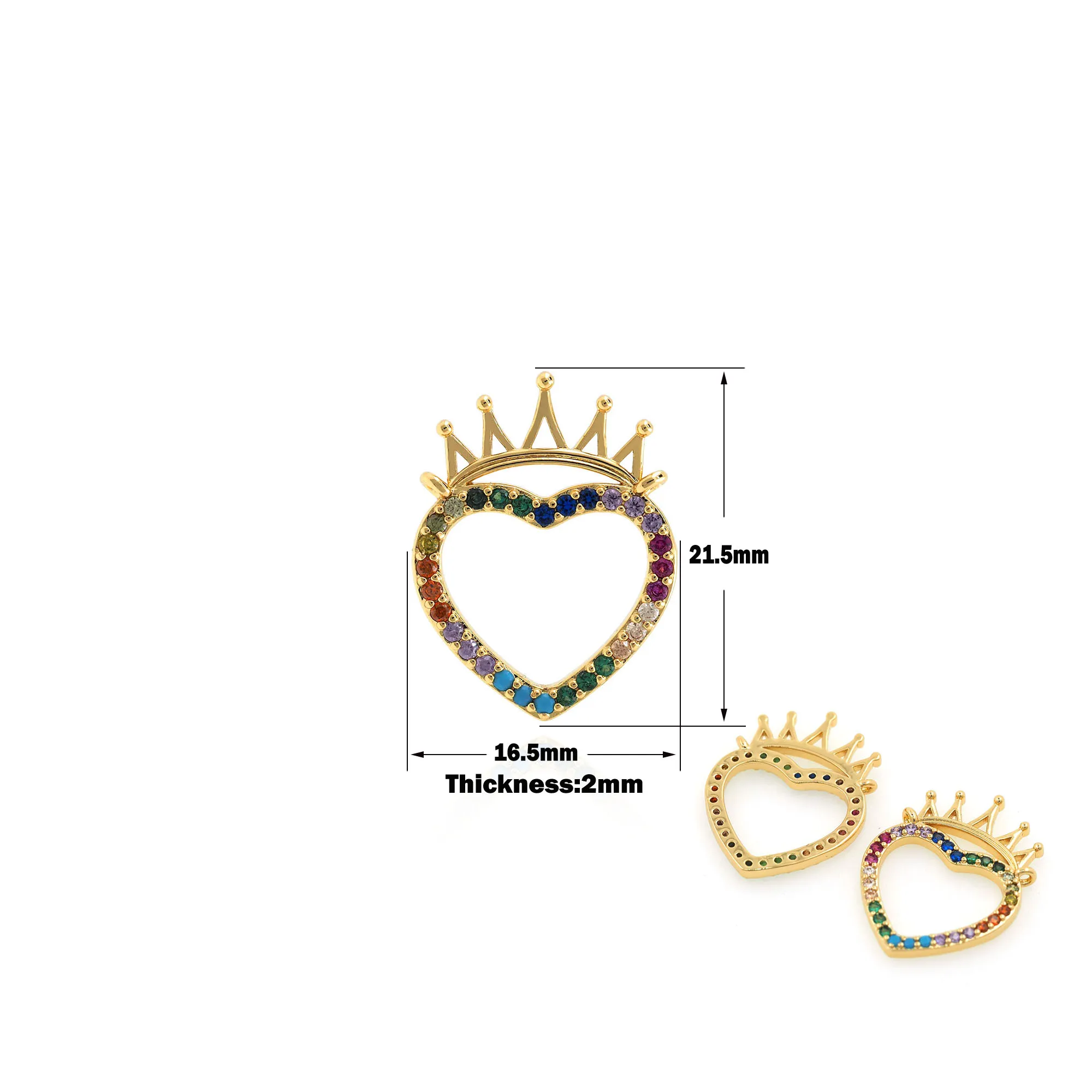 

Love Heart Shaped Zircon Connector for Women's Jewelry Making DIY Handmade Bracelet Necklace Accessories Crown Jewelry