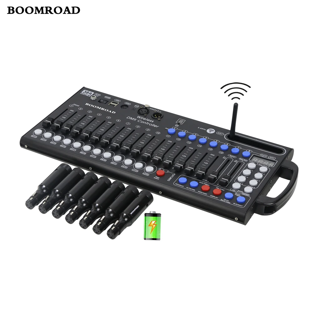 dmx console controlador sem fio com receptor dmx alimentado por pilhas iluminacao de palco movendo a cabeca dj controlador ultra fino 384ch dmx 512 01