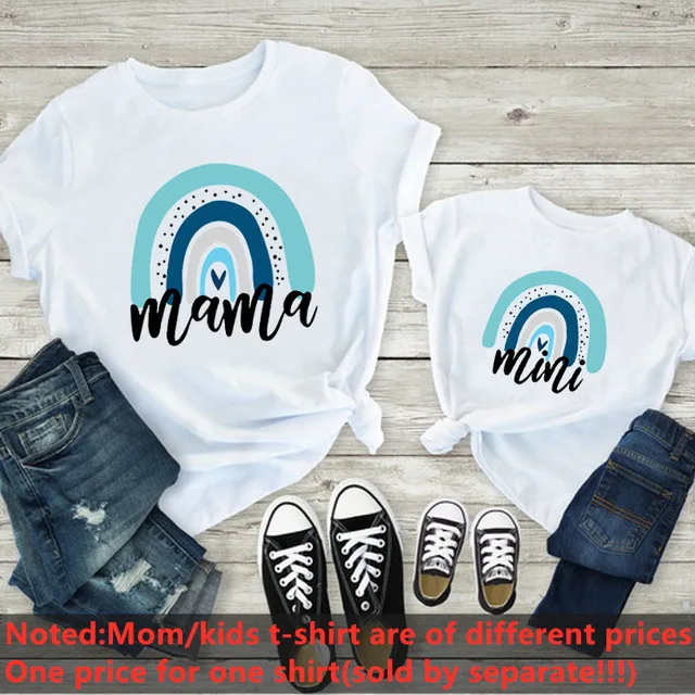 Fashion Family Look Mother and Daughter Family Matching Clothes Punk Mama Mini Princess T-shirt Tops For Mommy Kids