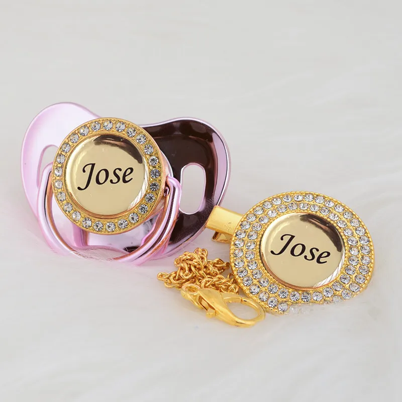 MIYOCAR Personalized any name can make silver bling pacifier and pacifier clip BPA free dummy bling unique design P9