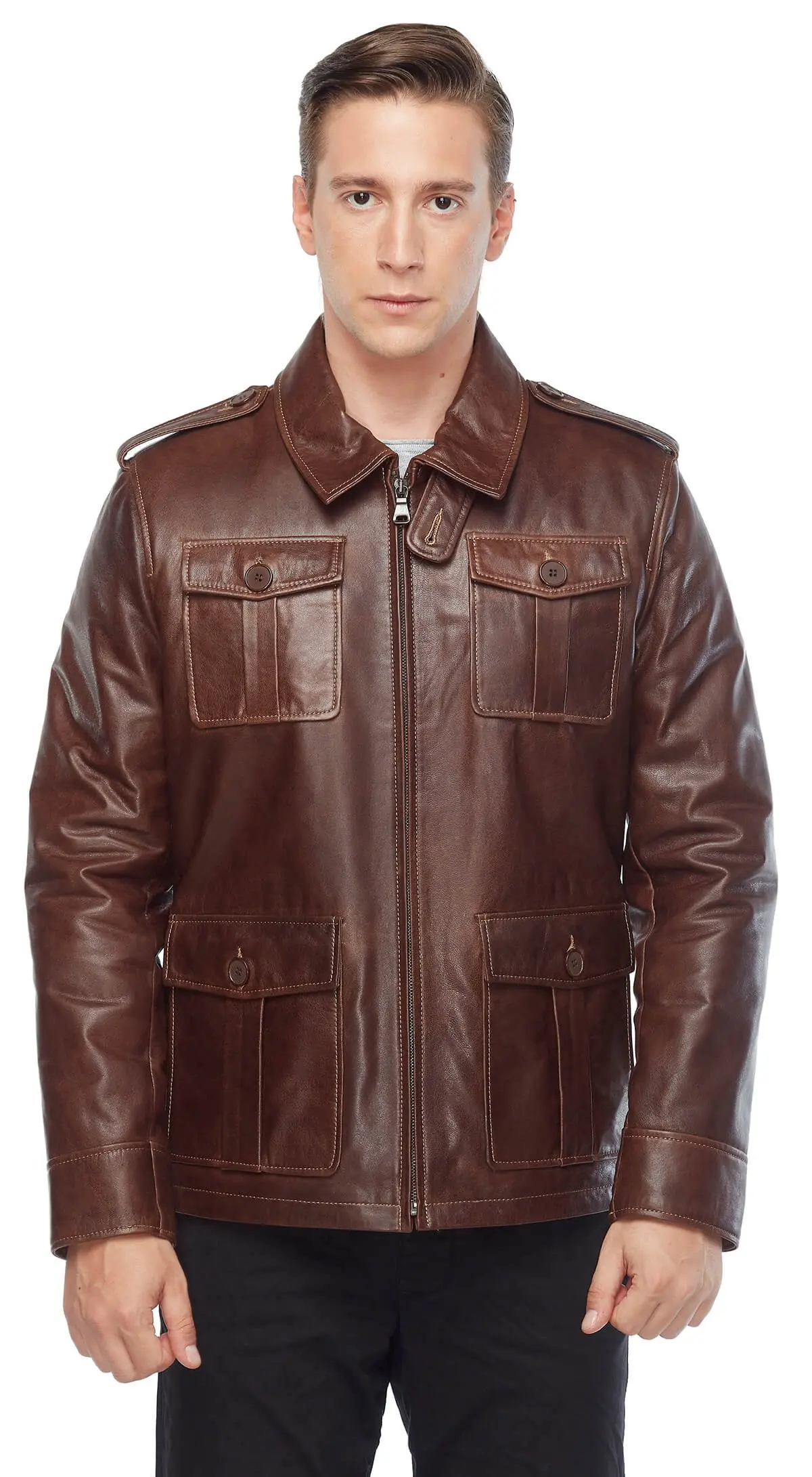Ares Da Thật Nam Da Cà Phê Ban Đầu Da Cừu Thu Đông 2022 Biker Slim Size Lớn VintageTürkiye