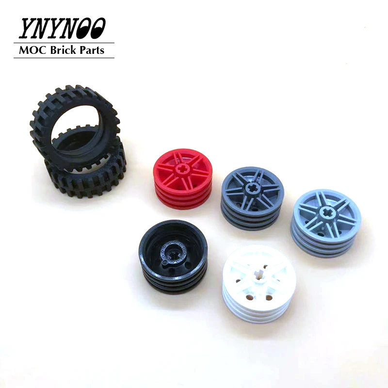 4Pcs/lot Technical Wheels 56898 30699 Tyres 43.2x14 Offset Tread & 56904 Wheel 30x14 MOC Building Blocks Cars Model PartsDIY Toy