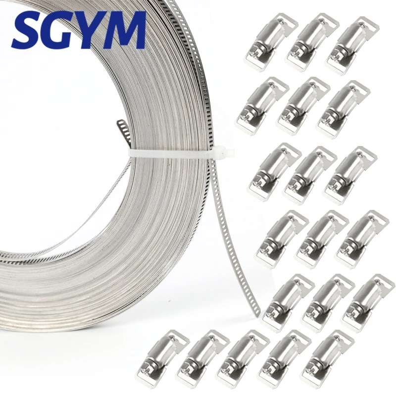 DIY Hose Clamp Kit 304 Stainless Steel Worm Gear Hose Clamps Large for Ductwork 328FT Strap with  fasteners