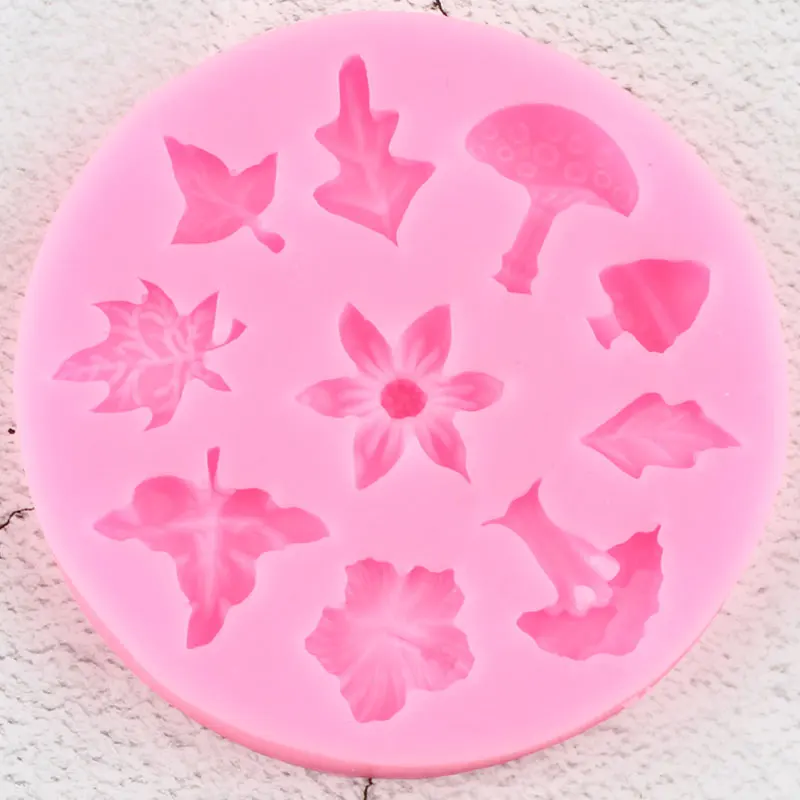 Flower Leaves Tree Shape Silicone Molds Mushroom Fondant Cake Decorating Tools Cupcake Topper Candy Chocolate Gumpaste Moulds