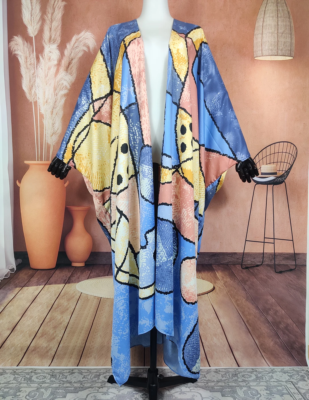 

Europe 2022 Fashion Animal Printed Silk Summer Beach Sexy Lady Kimonos Casual Kuwait Muslim Women's Kaftan Cardigans For Holiday