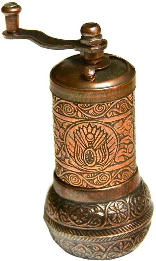 Turkish Handmade Brass Salt Pepper Spice Grinder Mill - ISO 9001 Certified - 4'' Antique Copper by Turkish