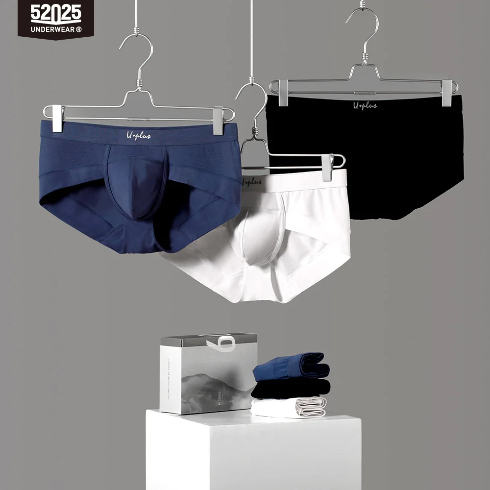 Cuecas Micromodais Premium para Homens, Roupa Interior Suave Respirável, Calções Boxer Confortáveis, Boxers Sexy, Pacote 3, 52025