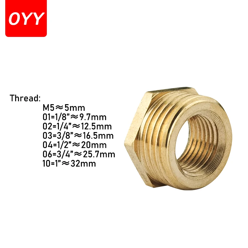 1PCS Brass Adapter Fitting Reducing Hexagon Bush Bushing Male to Female Connector Fuel Water Gas Oil 1/8\