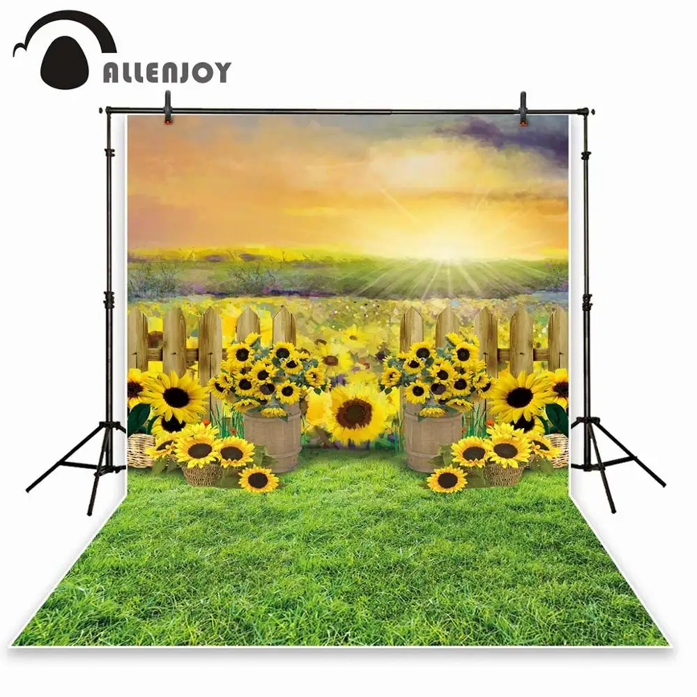 Allenjoy sunflower Photography Backdrop Newborn Child fence Smash cake Baby Shower summer background Photo studio photobooth