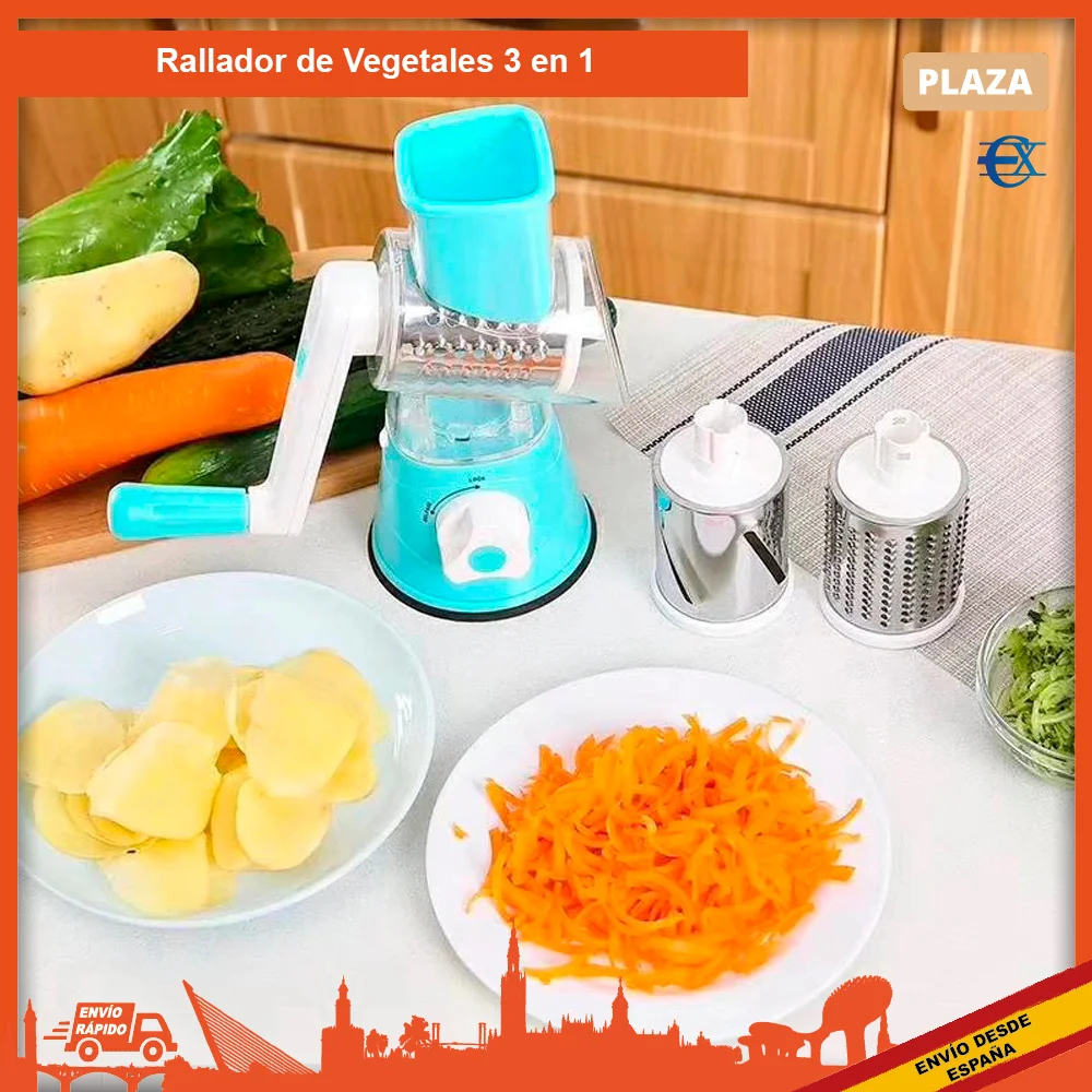 EUROXANTY®| Food grater | Vegetable cutter | Kitchen mincer 3 in 1 | Potato cutter | Kitchen accessories