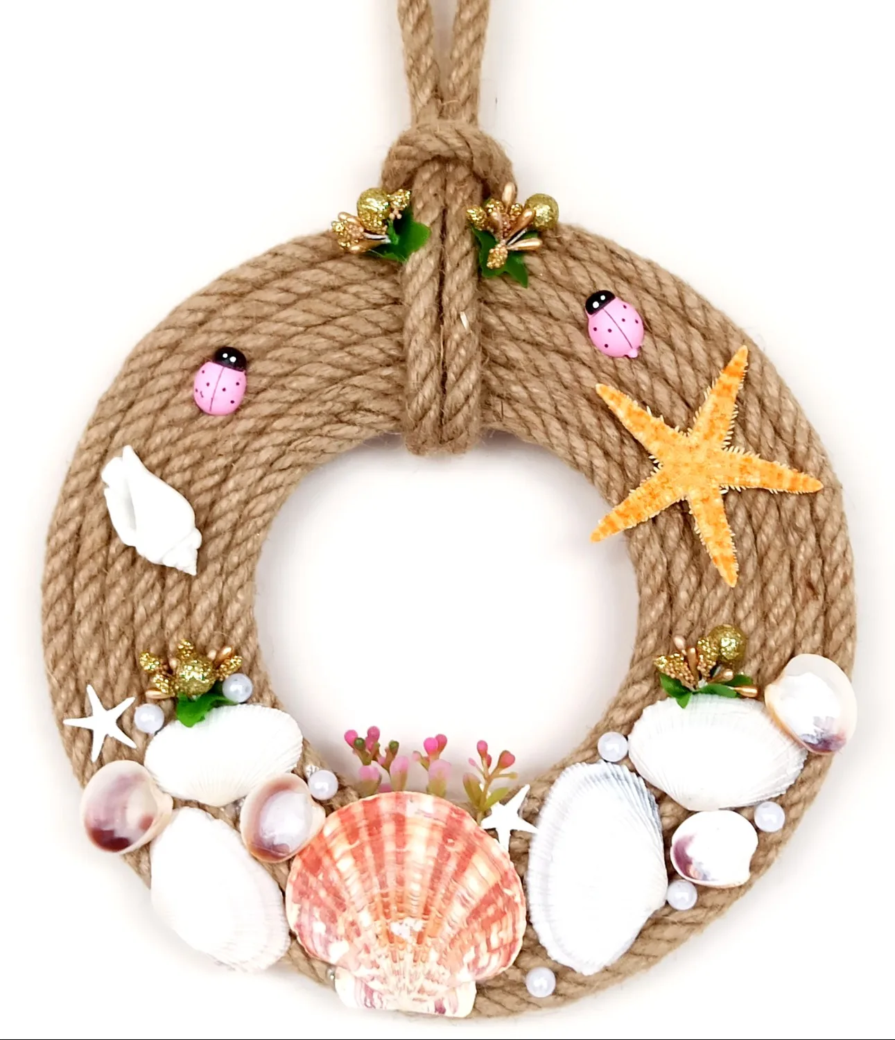 Sea Shell And Star, Pink Ladybug Rope Door And Wall Decoration