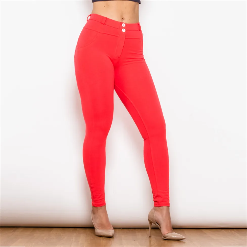 Shascullfites Melody Red Women Jeggings Skinny Body Fitting Push Up Pants Fitness Slim High Elastic Active Wear Workouts Outfits