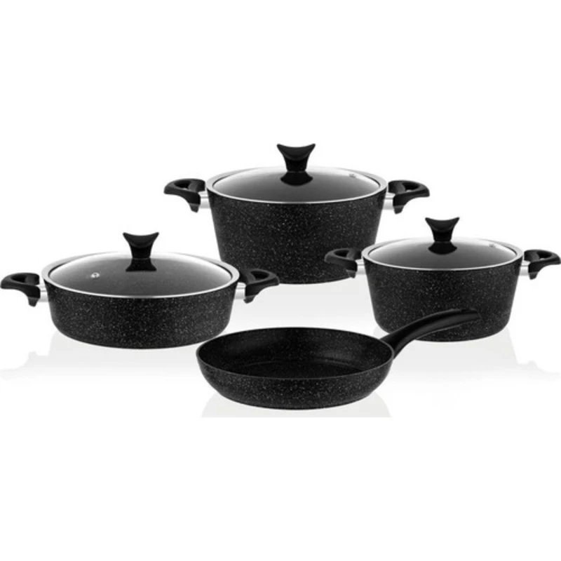 3455 Master Cook 7 Piece Granite Cookware Set Black Pan With Lid and Cookware Non-Stick Kitchen Supplies New fast Shipping