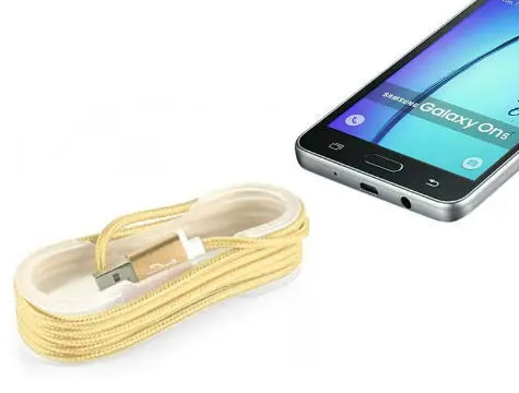 Android Mesh Shaped Colorful Steel Charger Data Cable-Gold