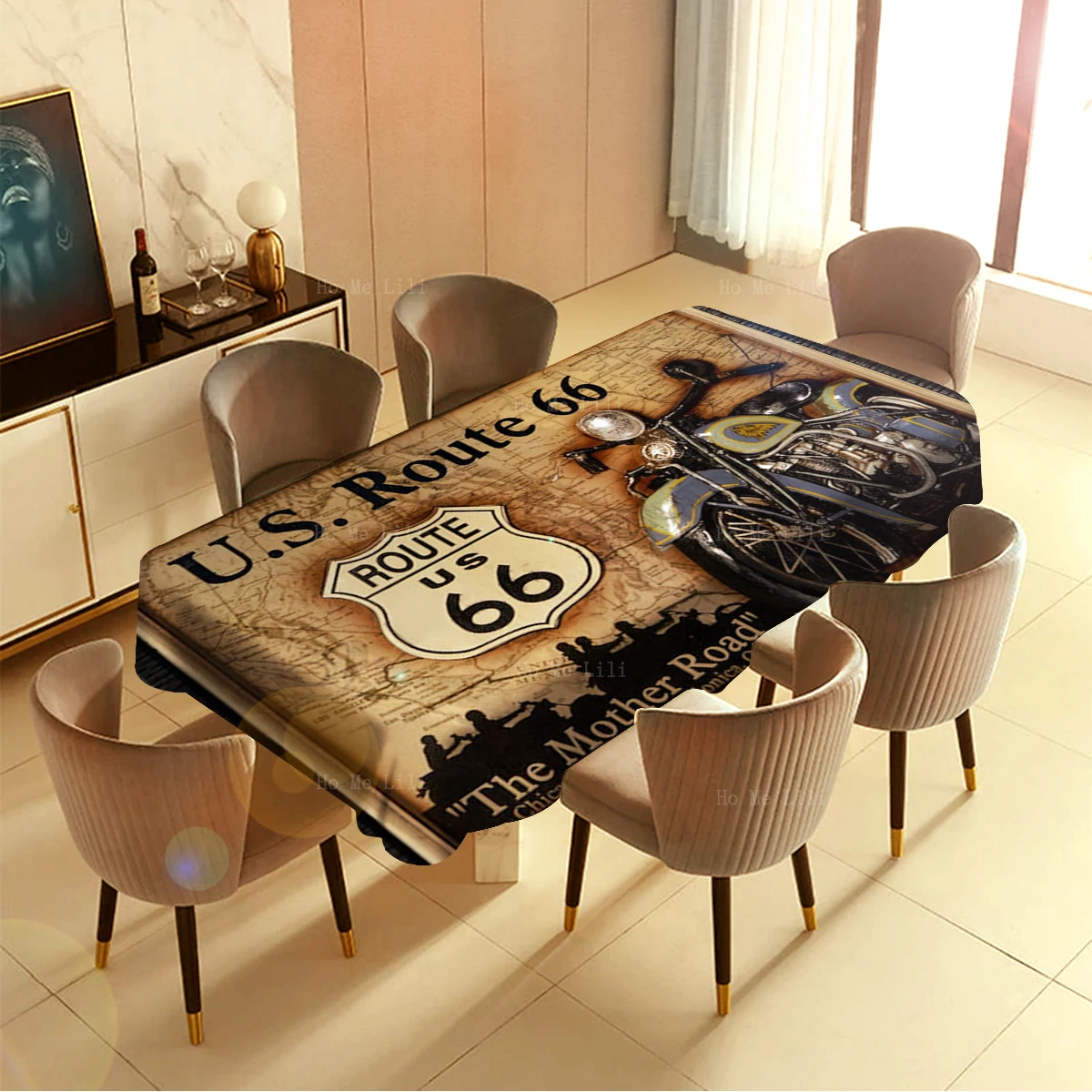 Vintage Bubble Car Route 66 The Mother Road Metal Signs Emboss Tag Plaque Tablecloth Waterproof By Ho Me Lili Tabletop Decor