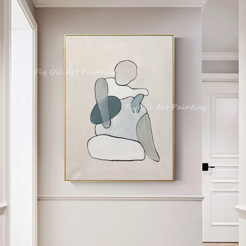 

Large Size Abstract Portrait Figure Line Art Modern Nordic Simple Picture 100% Handpainted oil painting for office living room