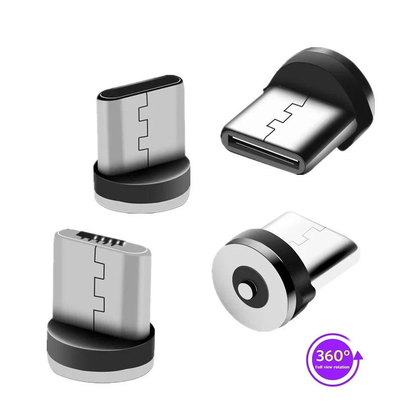 5 Pcs 360 Rotation Runde USB Magnetische Stecker Für Handy Ersatz Teile Konverter Ladekabel Adapter Micro USB Typ C