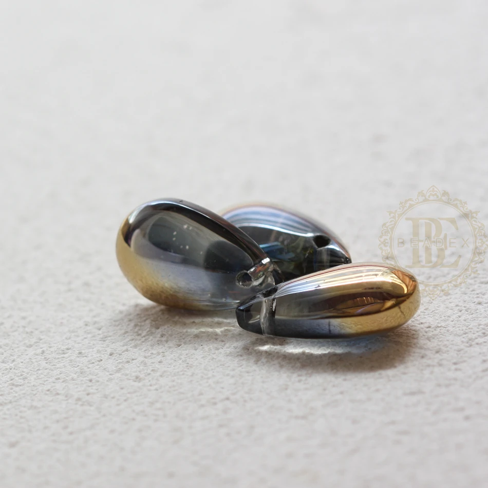 DIY Supply-30 Pieces Plated Crystal Glass Spacer Beads - Top Drilled Teardrop 8x14mm (G342)