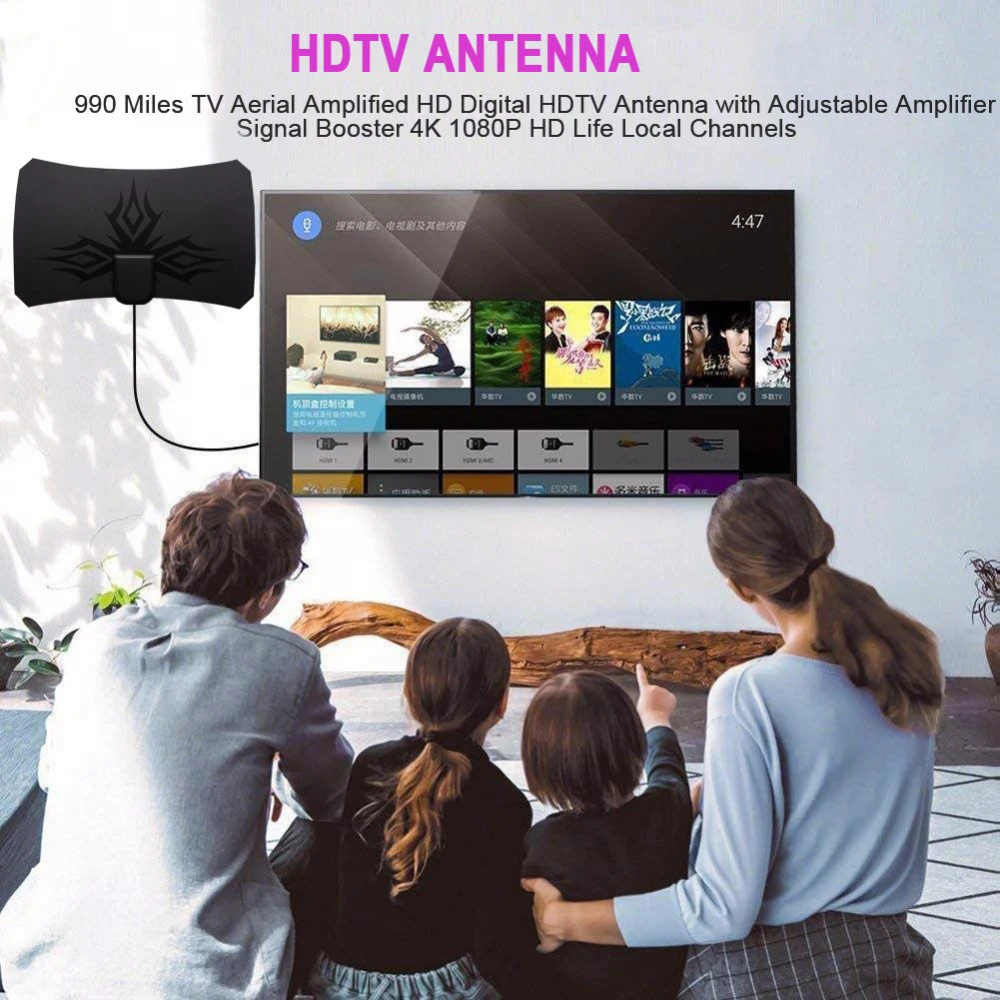 

Antenna Amplifier 980 Mile Range HD 4K DVB-T2 TV Antenna Indoor HDTV Signal Receiver Amplifier