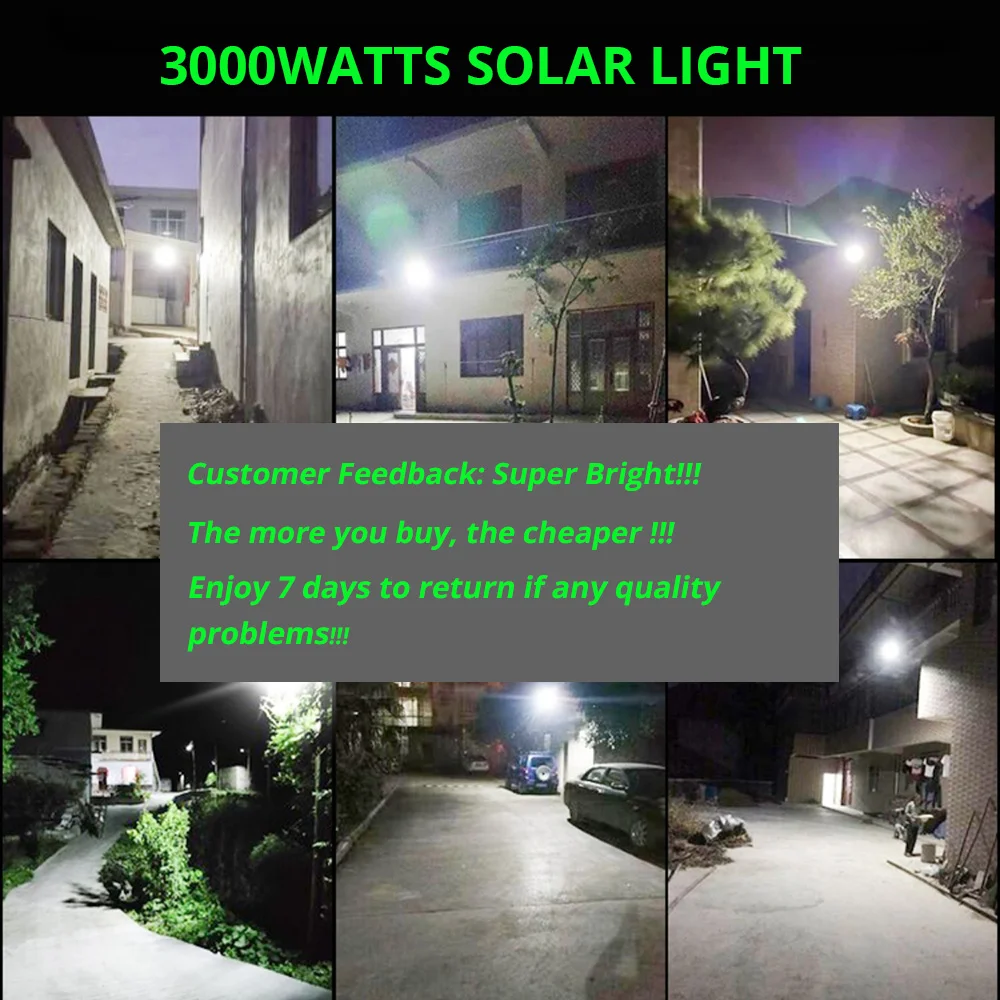 Luz LED Solar para exteriores, 12000 lúmenes, 10000W, farola de seguridad para jardín, 108 COB, luz de pared IP67, iluminación de inducción