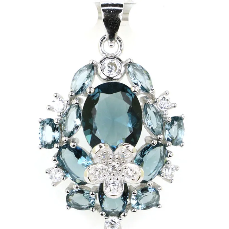 

30x19 мм, подвеска из твердого серебра 925 пробы, юбилейные цветы, 3,3 г, розовый турмалин, Лондон, синий топаз, дымчатый кварц, CZ