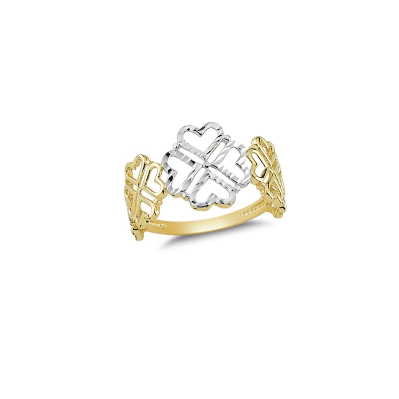 14K Solid Gold Love Flower Ring for Women