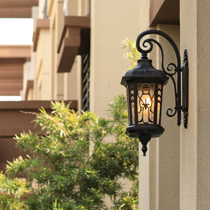 Outdoor Wall Lamp Fixtures Retro Porch Light Vintage Led Night Lighting For House Gate Patio Garden Waterproof Luminaire Black