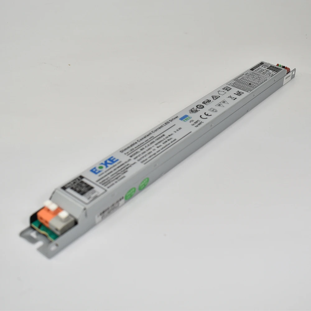 220V Steel Case Linear Led Driver with Aux. 12V Slim 60W 1 10V Dimable Transformer DIP 1.2A-1.6A for Commercial Lighting