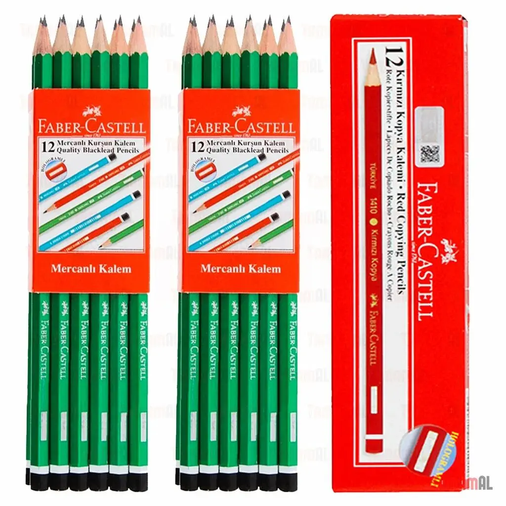 FABER CASTELL 2 Dozen CLAMP + 1 Dz RED COPY PEN QUALITY SOFT NIPPED DARK COLOR SAFE DOES MAKE TRACES STUDENT SCHOLL