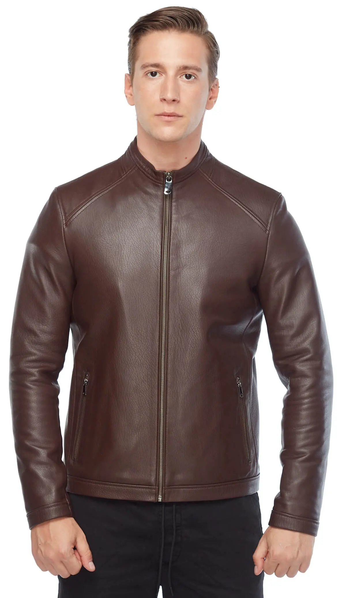 Armond Nâu Jumbo Phối Da Orjinal Da Cừu Thu Đông 2022 Biker Slim Size Lớn VintageTürkiye