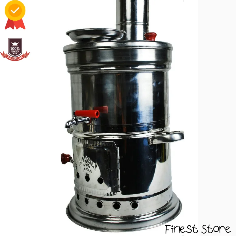 

4.5 LT Stainless Steel Samovar Wood Stove Camping Accessories Kettle Tea Warmer Kitchen Utensils Multicooker Coffee Maker Picnic