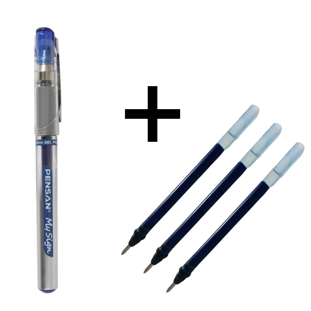 

Pensan My Sign 1mm Gel Roller Pen With 3 Refills High Quality Red Blue Black Water Based Smooth Ink Signature Office Supplies