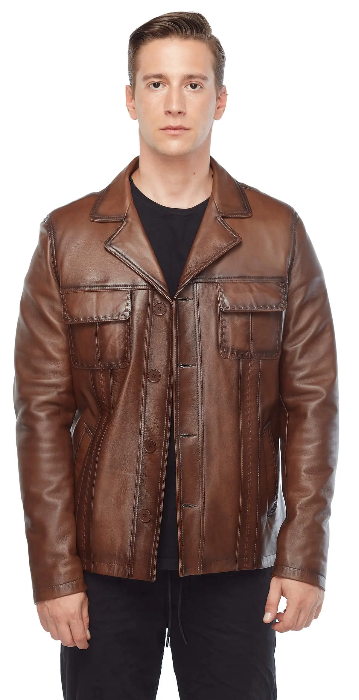 Shark Puntolu maschio pelle cappotti Tan Orjinal Lambskin autunno inverno 2022 Biker Slim Large Size VintageTürkiye