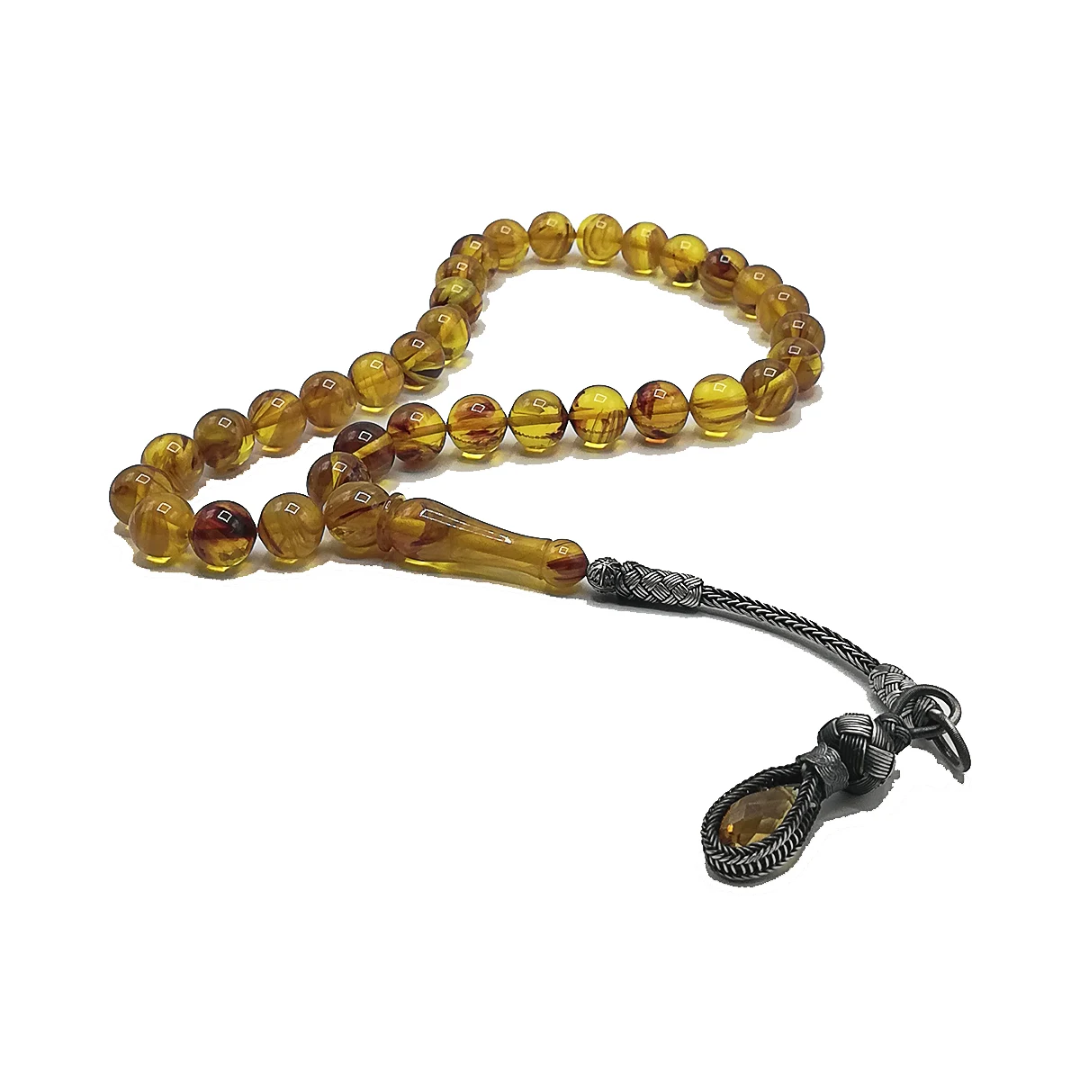 Turkish Handmade 1000 Sterling Silver Trabzon Kazaz Muslim Amber Rosary Bakelite Tasbih Misbaha Subha Islamic Express Shipping