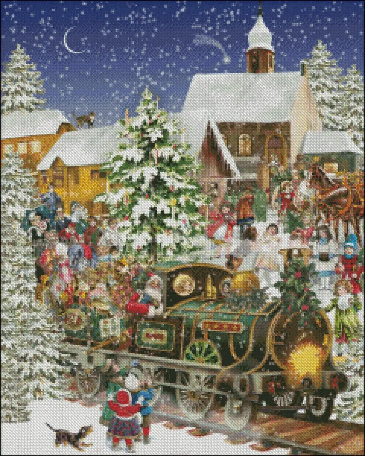 Christmas Train - Counted Cross Stitch Kits - DIY Handmade Needlework for Embroidery 14 ct Cross Stitch Sets DMC Color