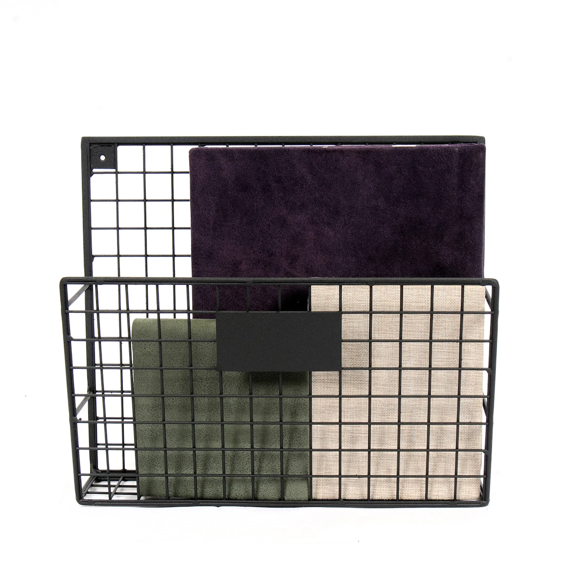 Iron Grid Wall Shelf Metal Magazine Holder, Bookshelf Single Compartment Document Rack WD233-Y1