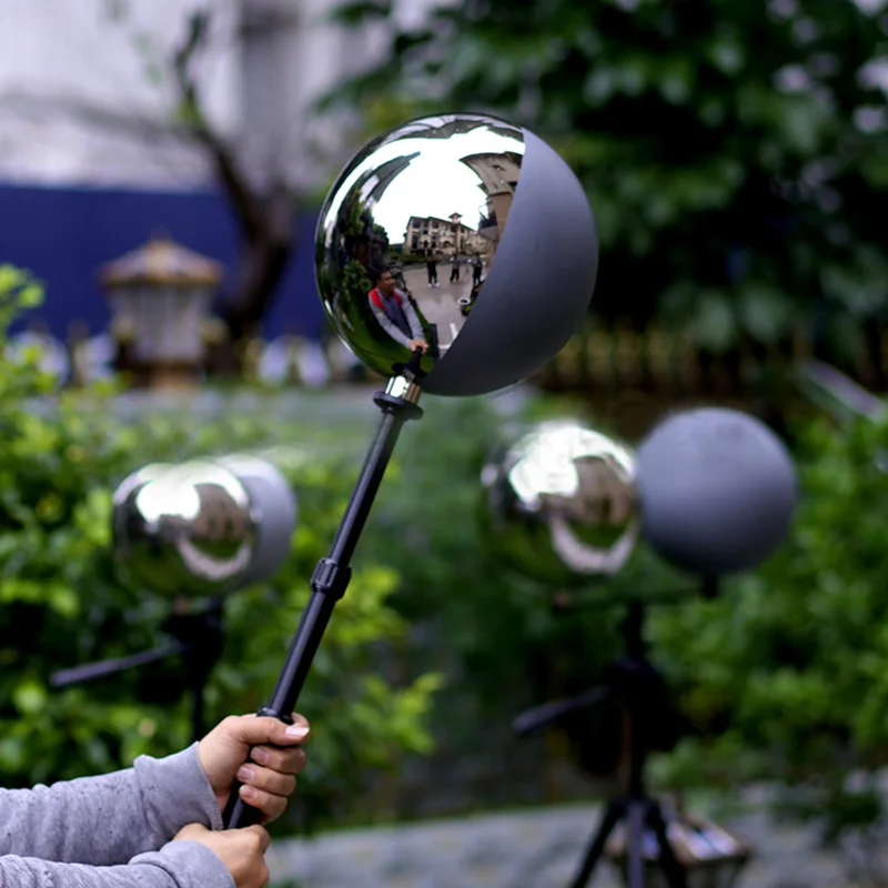 25cm Hoch Poliert Edelstahl Kugel 18% Reflektierende Halb Grau Und Chorme Ball Hdri Vfx Für Film Und Fernsehen schießt