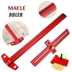 MAKLE 60/300/400/500/600 Woodworking Line Scriber T-type Ruler Hole Crossed Ruler Aluminum Alloy Marking Gauge Measuring Tools