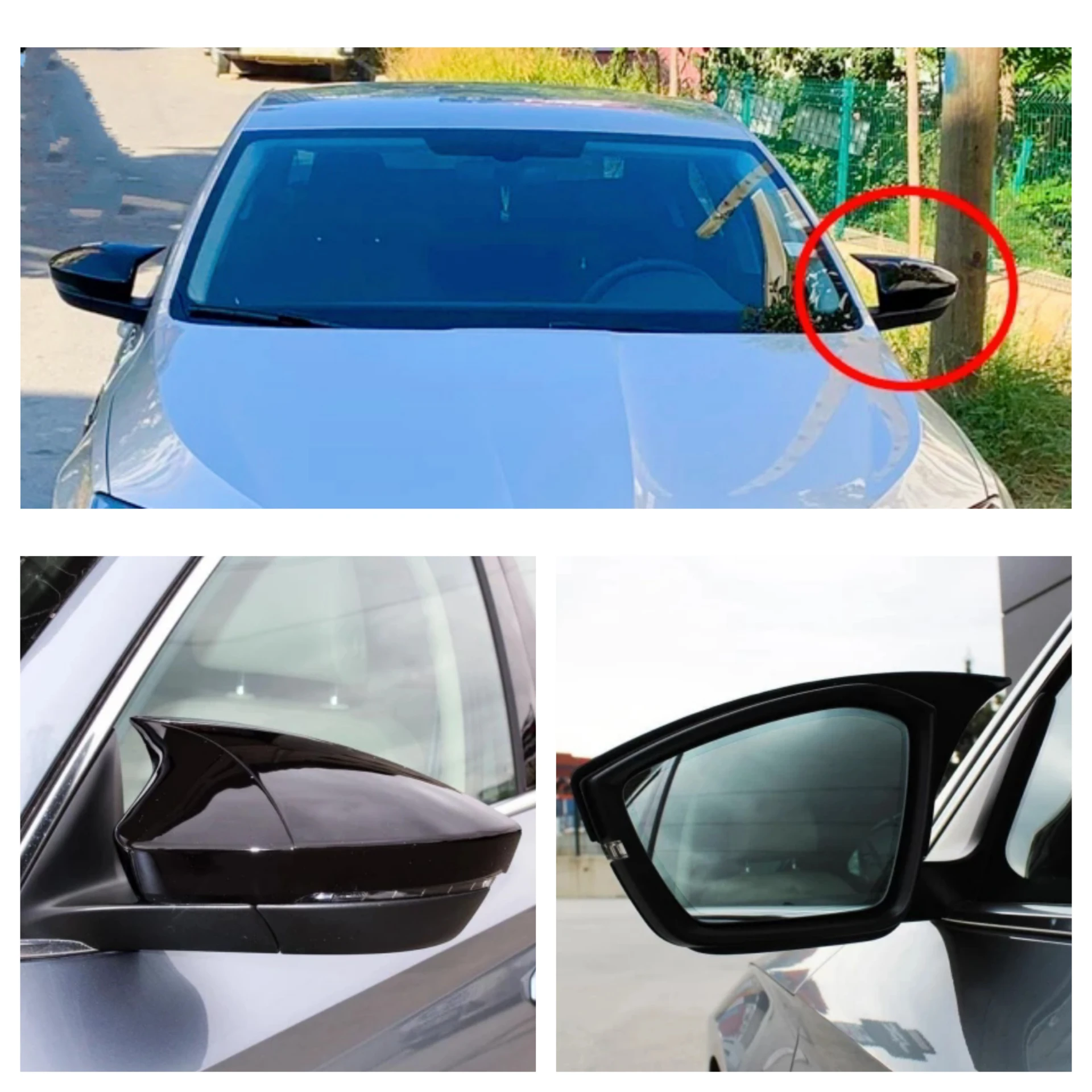 Bat Style Mirror Cover For Skoda Super B 2015 2021 Car Accessories 2 Pieces Cover Glossy Black Shields Exterior Parts Sport