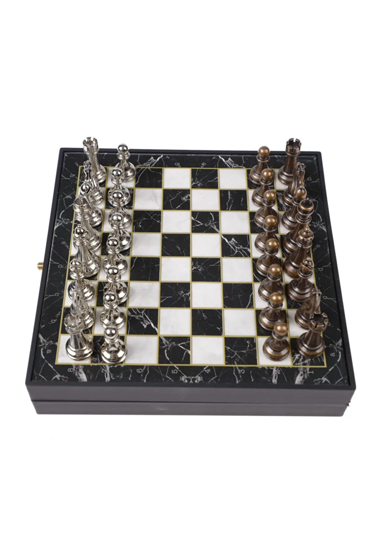 20 cm Luxery Metal Chess Set First Class Chrome Plated Boxed Chess set Customized Wooden Game Set Christmas Gift for mother