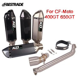 For CF-Moto 400GT 650GT Motorcycle Exhaust System Escape 51mm Muffler Tip Mid Connect Link Pipe Tube Slip On