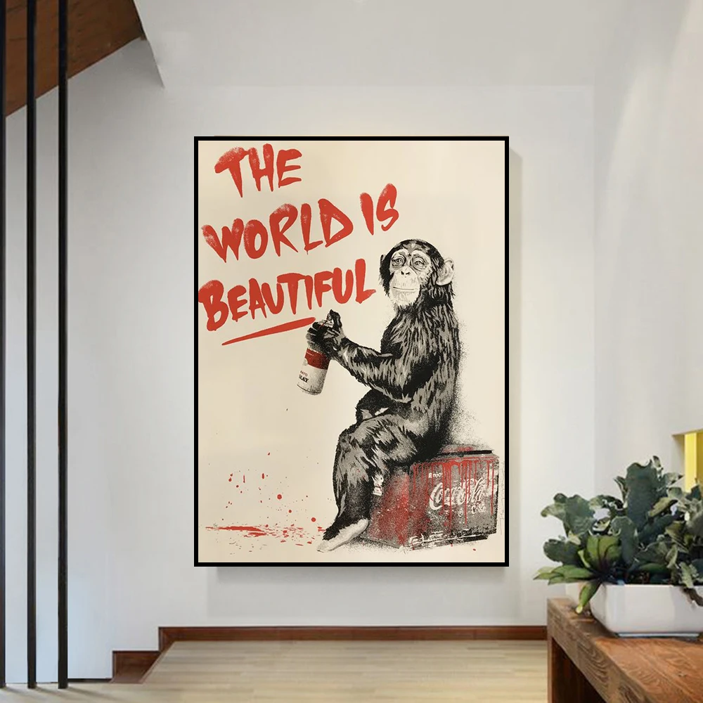 

Cool Monkey Street Graffiti Canvas Painting Posters And Prints Wall Art Pictures Modern Pop Home Decor Suitable For Living Room