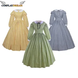 Victorian 1860s Dress Civil War Dress Medieval Plaid Dress Ball Gown Vintage Costumes Renaissance Historical Period Dress